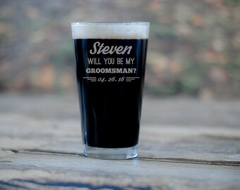 Groomsman Proposal Pint Glass, Wedding Party Favors, Groomsmen Gift, IPA Glass, Wedding Party Favors, Custom Pint Glass, Best Man Proposal