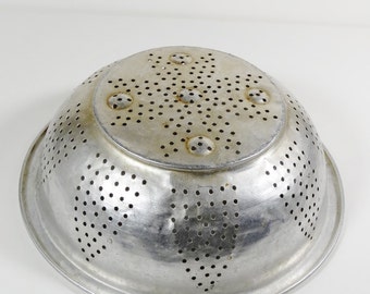 Large Vintage Aluminum Colander - Pot Strainer C1