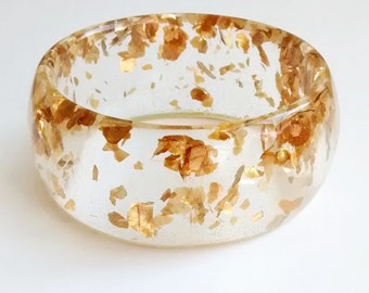 Eco resin bangle with floating gold