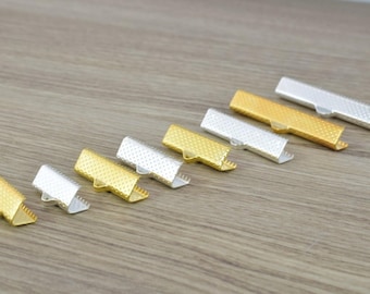 8mm/10mm/13mm/16mm/20mm/22mm/25m/30mm/35mm/40mm Silver Gold Plated Ribbon Crimps Ends Silver/ Gold Plated/Necklace Ribbon Crimp, End Caps