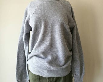 Vintage raglan sleeve heather gray plain sweatshirt