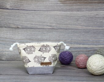Knitting Project Bag | Grey Hedgehogs Motif Single Sock Sack Yarnmonster Knitting Project Bag
