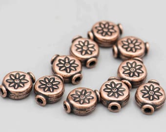 Antique Copper Plated Flower Bead 11x9mm 10 Beads SKU-FMB-1