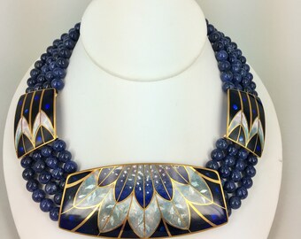 David Kuo hand made Champleve Enamel necklace jewelry