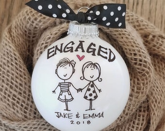 Engagement Gift, Personalized Engagement Ornament, Engaged Ornament, Engaged Couples Gift, Engagement Keepsake, Engagement Party Gift