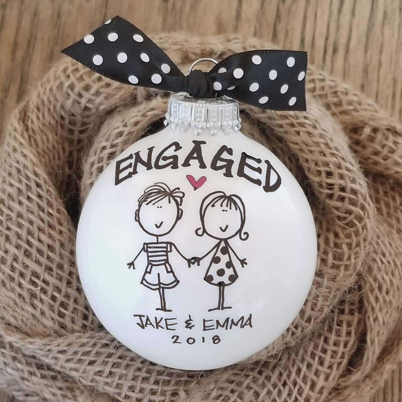 Engagement Gift, Personalized Engagement Ornament, Engaged Ornament