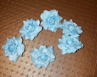 set of 6 appliques flowers 4 cm fabric