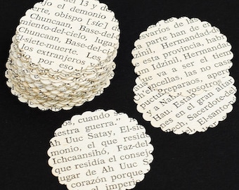 Spanish Paper Circles- 100 Spanish paper punches, scalloped circles, wedding confetti, party decor, vintage craft supplies