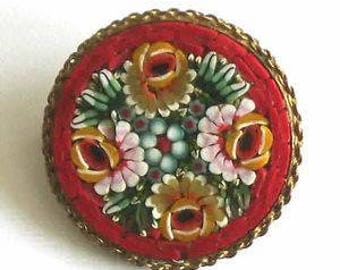 Italian Micro Mosaic Micro Mosaic Brooch Pin