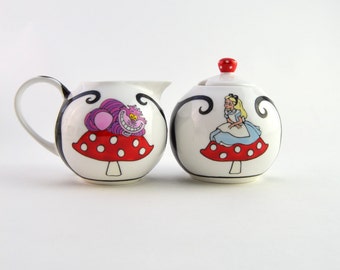 Alice in Wonderland Milk Jug and Sugar Bowl