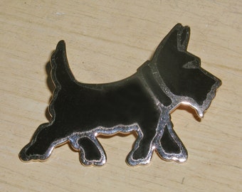 Vintage Black Enamel & Gold tone Scotty Scottie Dog Brooch Pin