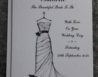 Handmade Personalised A5 Card To The Bride To Be Wedding Card Hand Drawn Design