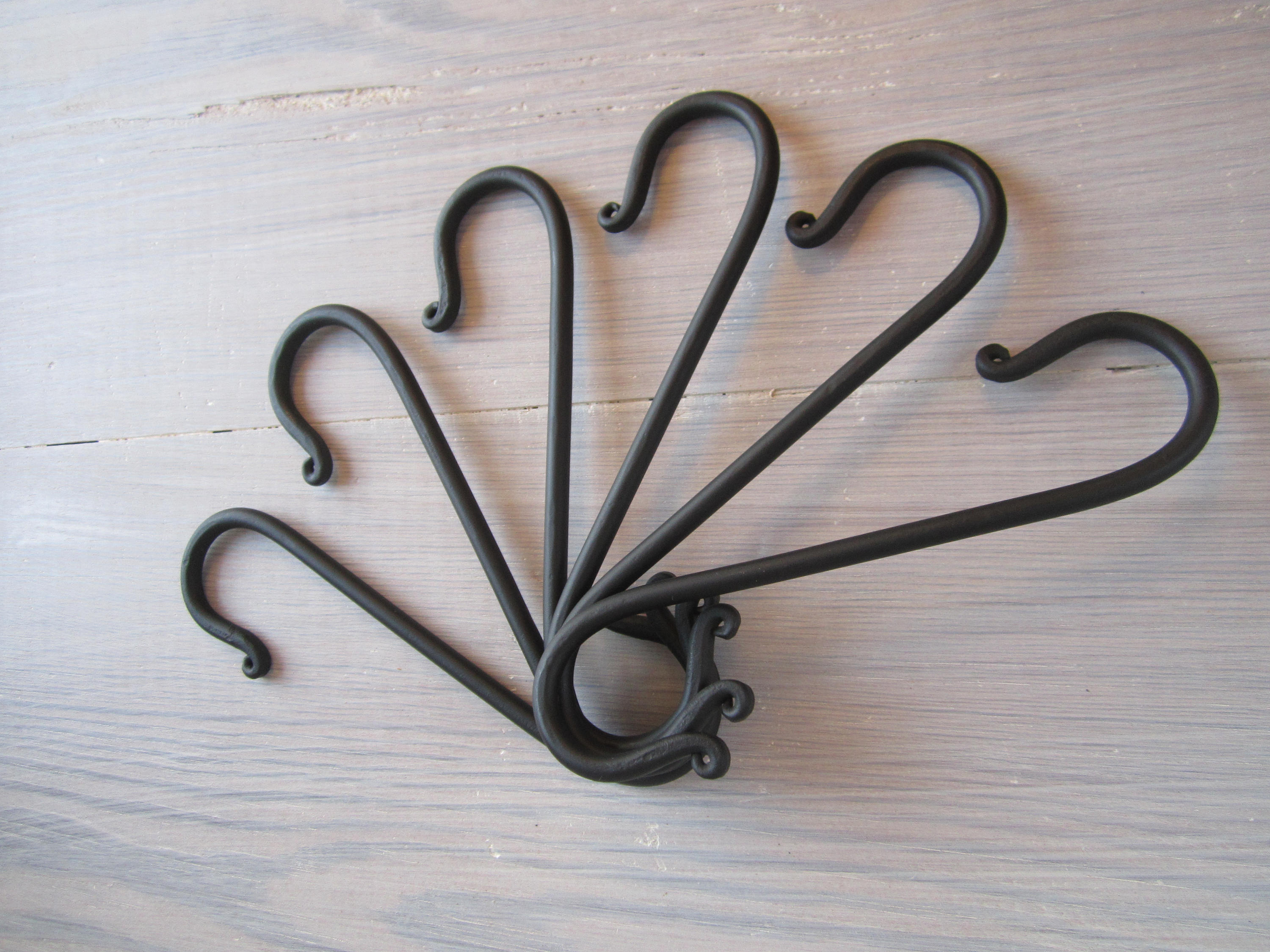 Set of 6 Wrought Iron Hooks S Hooks Pot Rack Hooks rustic