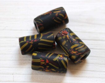 Vintage look millefiori glass tube beads
