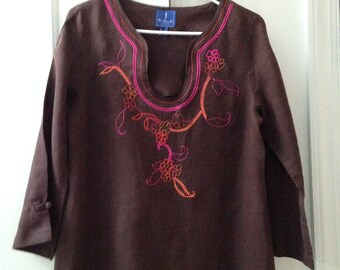 Tori Richard Made in Honolulu Brown Dress