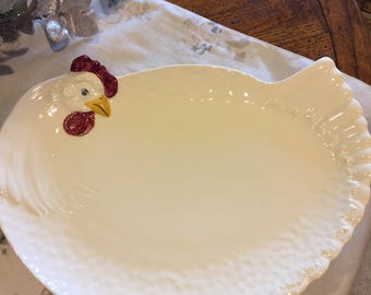 Rooster Platter by Metlox - vintage