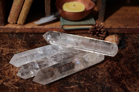 Large Clear Quartz Crystal Wands & Smoky Quartz Crystal Wands, Polished Quartz, Clear Quartz Point, Polished Smoky Quartz, Crystal Wand