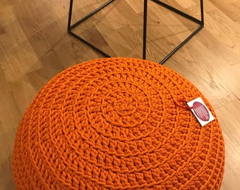Round Ottoman | Pouf ottoman | Crochet Pouf | Footstool | Orange pouf | Outdoor Pouf | Bean Bag Chair | Knit pouf | Kids pouf | Floor pouf