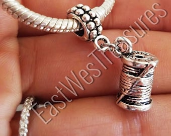 Sewing charm/ Needle and thread charm/ Sewing machine charm pendant for fit European Charm Bracelets & necklace