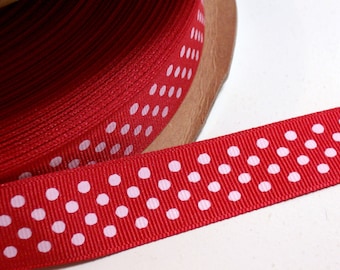 Red Ribbon, Red Confetti Dot Grosgrain Ribbon 7/8 inches wide x 10 yards, Offray Ribbon