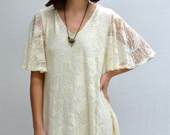 SOLD OUT Paisley Bell Sleeves Dress in Ivory