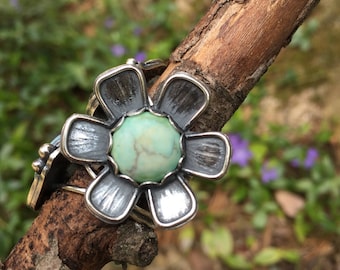 Groovy Turquoise Flower Ring