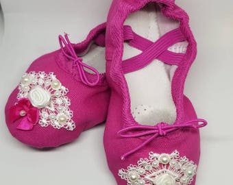 Pink ballet shoes, toddler flower girl shoes, ballet slippers