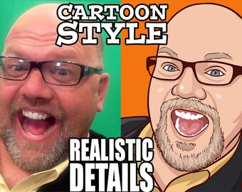 Realistic style cartoon portrait drawn from your photo