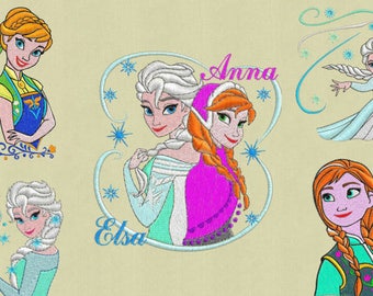 5 Pack Elsa Anna Embroidery Design, Frozen Embroidery Design , Disney Embroidery Design, Baby Embroidery Design, Girl embroidery