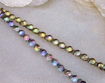 Bracelet in Dichroic Fused Glass Sparkling, Dichroic Glass, Mermaid Tears Bracelet, Gold or Silver