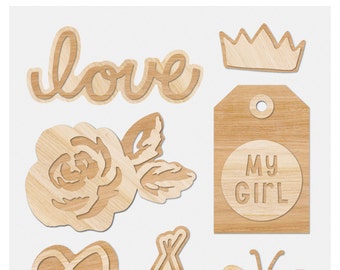 Crate Paper Cute Girl Wood Embellishments -- MSRP 4.00