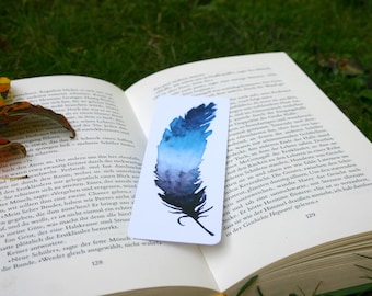 Bookmark "Feather" watercolor print, with rounded corners