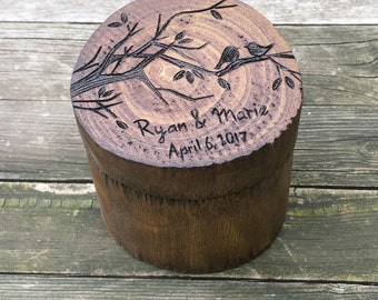 Love Birds Ring Box, custom personalized rustic ring box, wedding ring box, ring bearer box, wooden ring box, egagement ring box