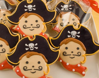 Pirate Cookies - 12 Decorated Sugar Cookie Favors