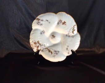 Haviland Limoges blue flower oyster platter