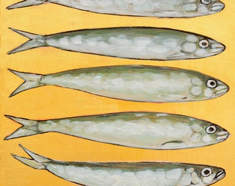 Gold Original fish painting hand painted Byzantine style art decoration