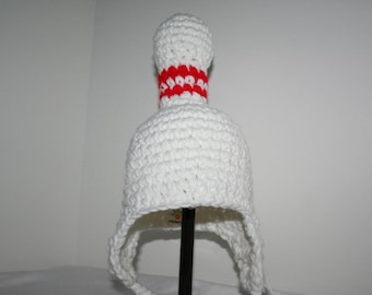 Bowling pin hat for baby - gift for bowler or bowling fan crocheted fun and unique
