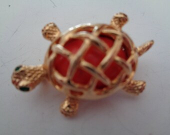 Vintage Signed Craft Goldtone Tortoise Brooch/Pin