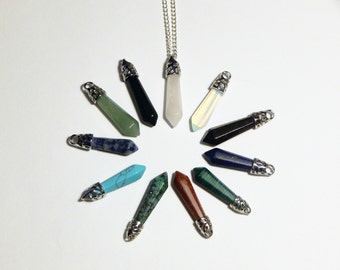 Crystal Point Necklace, Crystal Necklace, Crystal Pendulum Necklace, Crystal Pendant, Healing Crystal, Quartz Crystal, Rose Quartz, Crystal