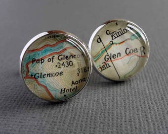 Silver Map Cufflinks for Tom - Laide and New Marton