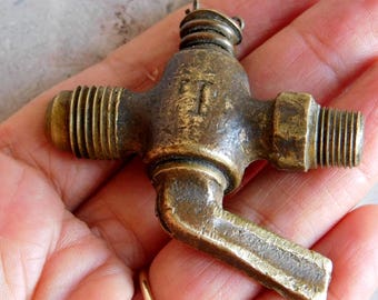 Vintage Brass Stopcock Valve - Steampunk Style - Plumbing or Gas Valve Vintage Hardware - Steampunk Industrial Man Cave Decor