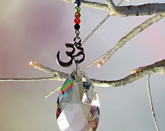Chakra Crystal Om Sun Catcher & Christmas Ornament, 1S-9