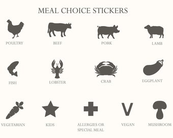 Wedding Meal Stickers, Menu Stickers, Wedding Menu Stickers, Wedding, Wedding Stickers, Wedding Meal Indicator Stickers, Menu