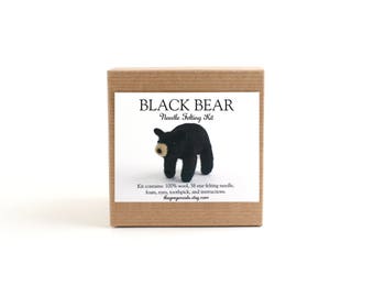 DIY Kit - Black Bear Needle Felting Kit - Needle Felted Animal Kit