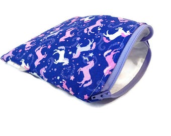 Unicorn Snack Bag || Reusable Sandwich Bag || Reusable Snack bag || Eco Friendly Gift || Zippered Pouch || Food Safe Bag