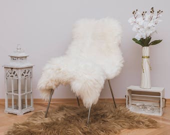 Beautiful Iceland SHEEPSKIN rug. Humanly Sourced. White Throw Sheep Skin 48'' x 28''. Scandinavian Style. Home&Living. Rustic Home Decor.