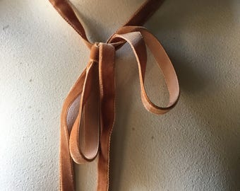 3 yds Butterscotch Velvet Ribbon VERY Narrow for Bridal, Garlands, Floral & Millinery VL