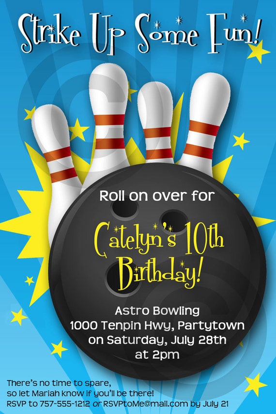 BOWLING INVITATION Printable Birthday Party Customizable