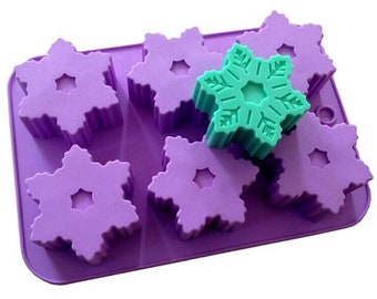 6-Snowflake Cake Mold Soap Mold Flexible Silicone Candle Candy Chocolate Cake Fimo Resin Crafts