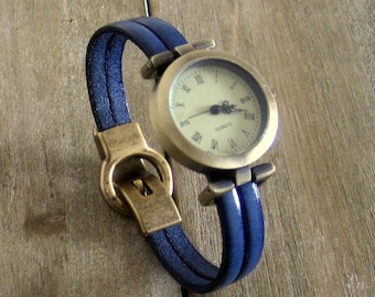 Blue, Bronze, 10MM magnetic Bronze clasp dial wristwatch